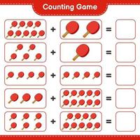 Count and match, count the number of Ping Pong Racket and match with the right numbers. Educational children game, printable worksheet, vector illustration