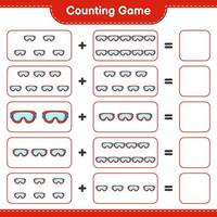 Count and match, count the number of Goggle and match with the right numbers. Educational children game, printable worksheet, vector illustration
