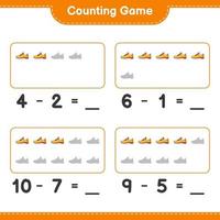 Count and match, count the number of Running Shoes and match with the right numbers. Educational children game, printable worksheet, vector illustration