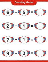 Count and match, count the number of Goggle and match with the right numbers. Educational children game, printable worksheet, vector illustration