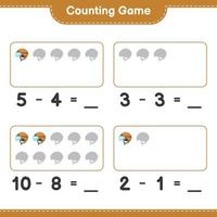 Count and match, count the number of Hockey Helmet and match with the right numbers. Educational children game, printable worksheet, vector illustration