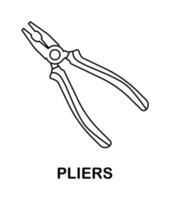 Coloring page with Pliers for kids vector