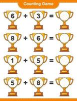 Count and match, count the number of Trophy and match with the right numbers. Educational children game, printable worksheet, vector illustration
