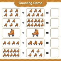 Count and match, count the number of Roller Skate and match with the right numbers. Educational children game, printable worksheet, vector illustration