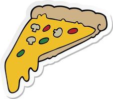 sticker of a cartoon pizza slice vector