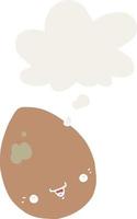 cartoon egg and thought bubble in retro style vector