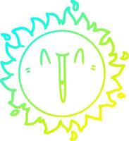 cold gradient line drawing happy cartoon sun vector