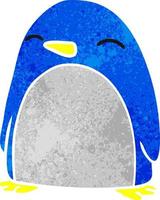 retro cartoon doodle of a cute penguin vector