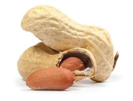 Peanuts in shell and peeled isolated on a white background. photo