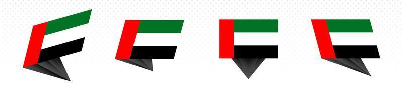 Flag of United Arab Emirates in modern abstract design, flag set. vector