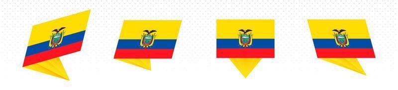 Flag of Ecuador in modern abstract design, flag set. vector