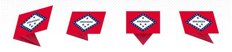 Flag of Arkansas US State in modern abstract design, flag set. vector