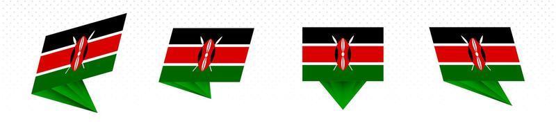 Flag of Kenya in modern abstract design, flag set. vector