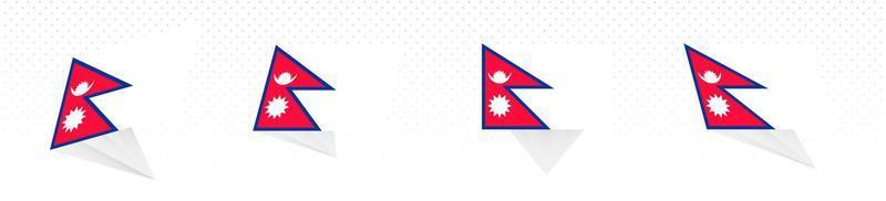 Flag of Nepal in modern abstract design, flag set. vector