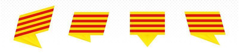 Flag of Catalonia in modern abstract design, flag set. vector