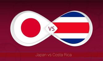 Japan vs Costa Rica  in Football Competition, Group A. Versus icon on Football background. vector