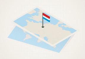 Luxembourg selected on map with isometric flag of Luxembourg. vector