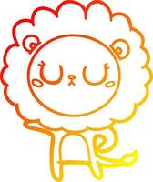 warm gradient line drawing cartoon lion vector