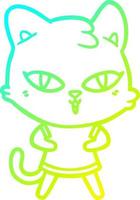 cold gradient line drawing cartoon cat vector