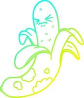 línea de gradiente frío dibujo dibujos animados plátano podrido vector