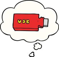 cartoon flash drive and thought bubble vector