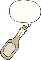 cartoon beer bottle and speech bubble vector