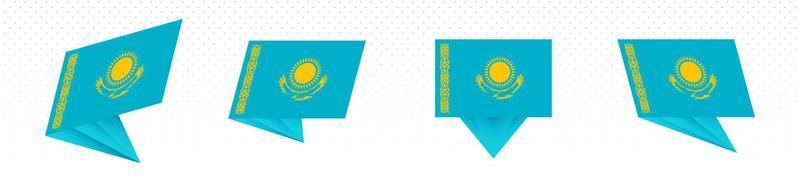 Flag of Kazakhstan in modern abstract design, flag set. vector