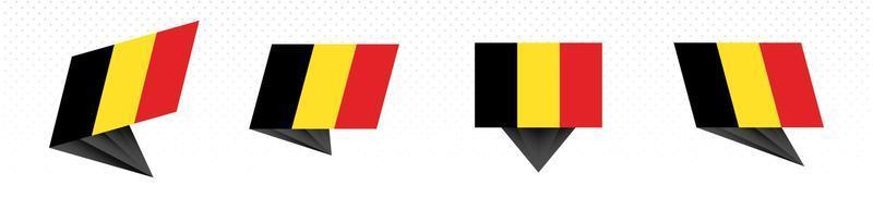 Flag of Belgium in modern abstract design, flag set. vector