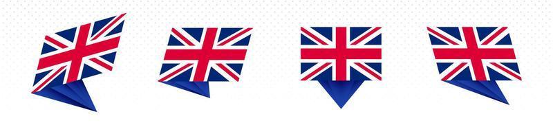 Flag of United Kingdom in modern abstract design, flag set. vector