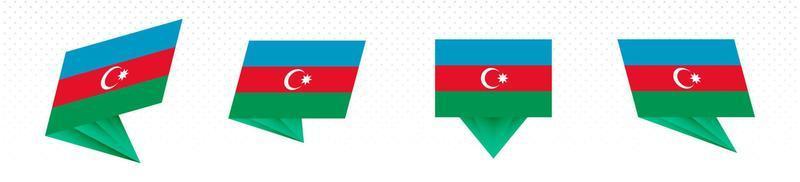 Flag of Azerbaijan in modern abstract design, flag set. vector