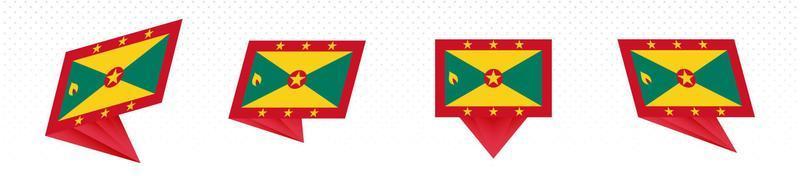 Flag of Grenada in modern abstract design, flag set. vector