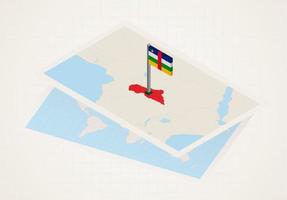 Central African Republic selected on map with 3D flag of CAR. vector