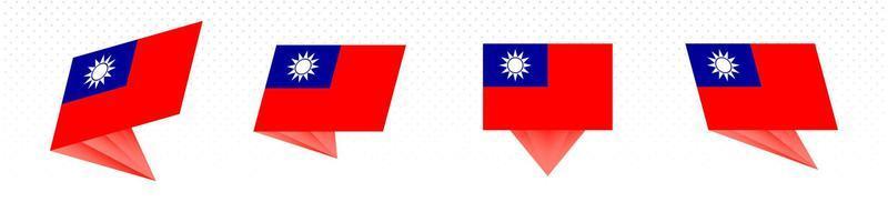 Flag of Taiwan in modern abstract design, flag set. vector