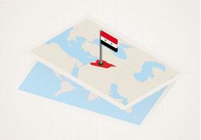 siria seleccionada en el mapa con bandera isométrica de siria. vector