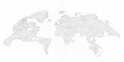 mapa del mundo rayado. mapa vectorial poligonal gris. vector