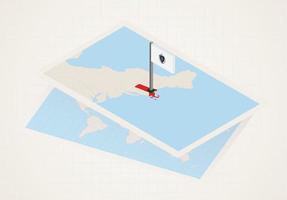 Massachusetts state selected on map with isometric flag of Massachusetts. vector