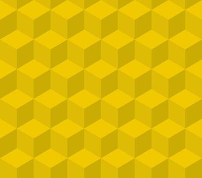 Isometric yellow square seamless pattern. Pattern included in swatch. vector