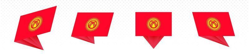 Flag of Kyrgyzstan in modern abstract design, flag set. vector