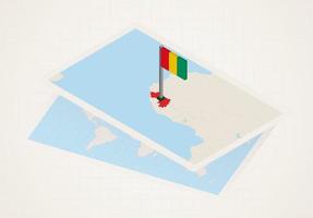 guinea seleccionada en el mapa con bandera 3d de guinea. vector