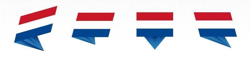 Flag of Netherlands in modern abstract design, flag set. vector