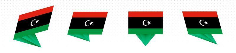 Flag of Libya in modern abstract design, flag set. vector