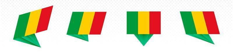 Flag of Mali in modern abstract design, flag set. vector