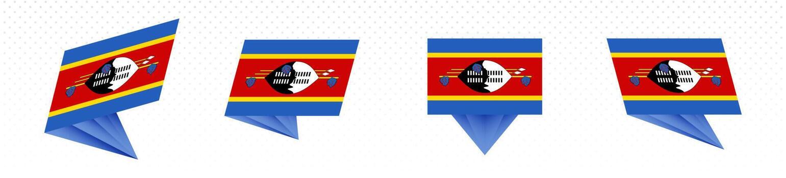 Flag of Swaziland in modern abstract design, flag set. vector