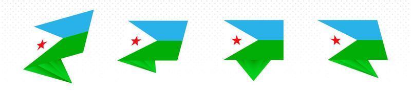 Flag of Djibouti in modern abstract design, flag set. vector