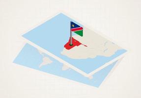 namibia seleccionado en el mapa con bandera 3d de namibia. vector