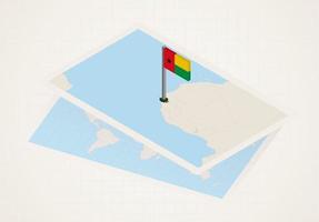guinea-bissau seleccionada en el mapa con bandera 3d de guinea-bissau. vector