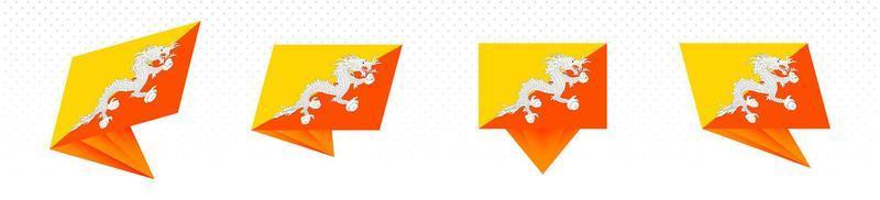 Flag of Bhutan in modern abstract design, flag set. vector