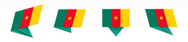 Flag of Cameroon in modern abstract design, flag set. vector