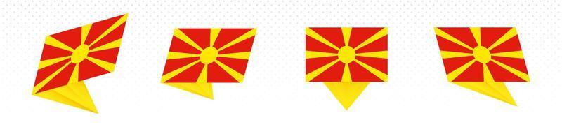 Flag of Macedonia in modern abstract design, flag set. vector