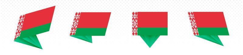 Flag of Belarus in modern abstract design, flag set. vector